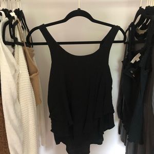 Black Ruffle Tank Top Blouse